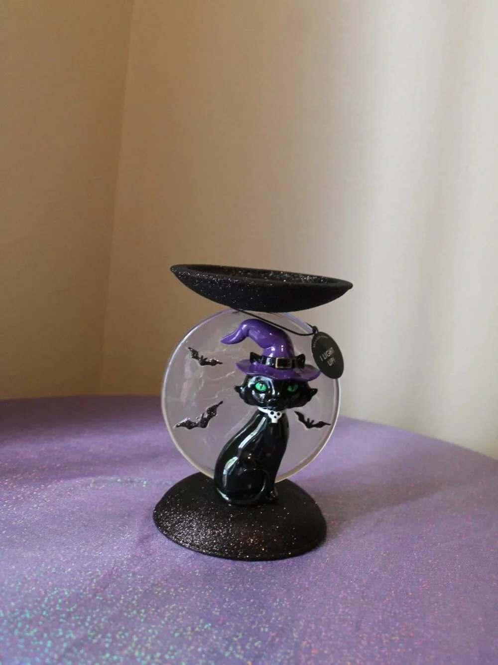 Bath & Body Works Black Cat and Moon Light Up Pedestal Candle Holder NWT
